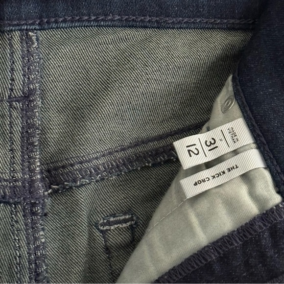 LOFT High Rise Slim Flare Pintucked Jeans Dark Blue TheKick Crop Jeans - Picture 10 of 12